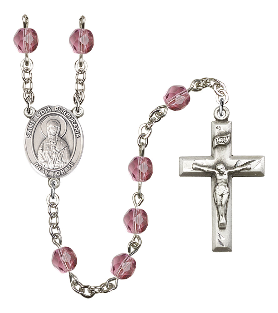 Saint Lydia Purpuraria Engravable Rosary with Amethyst Beads