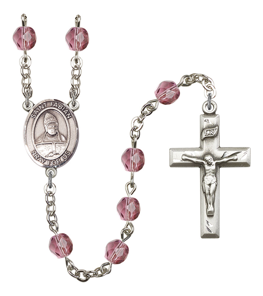 Saint Fabian Engravable Rosary with Amethyst Beads