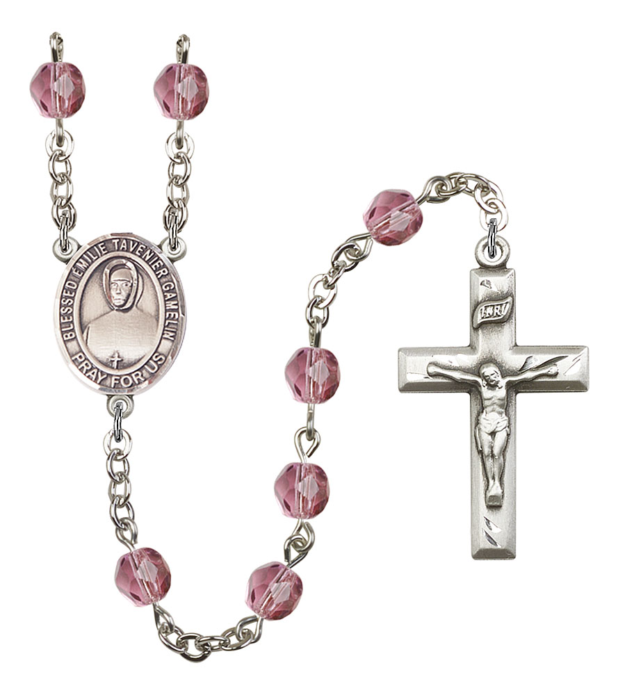 Blessed Emilie Tavernier Gamelin Engravable Rosary with Amethyst Beads