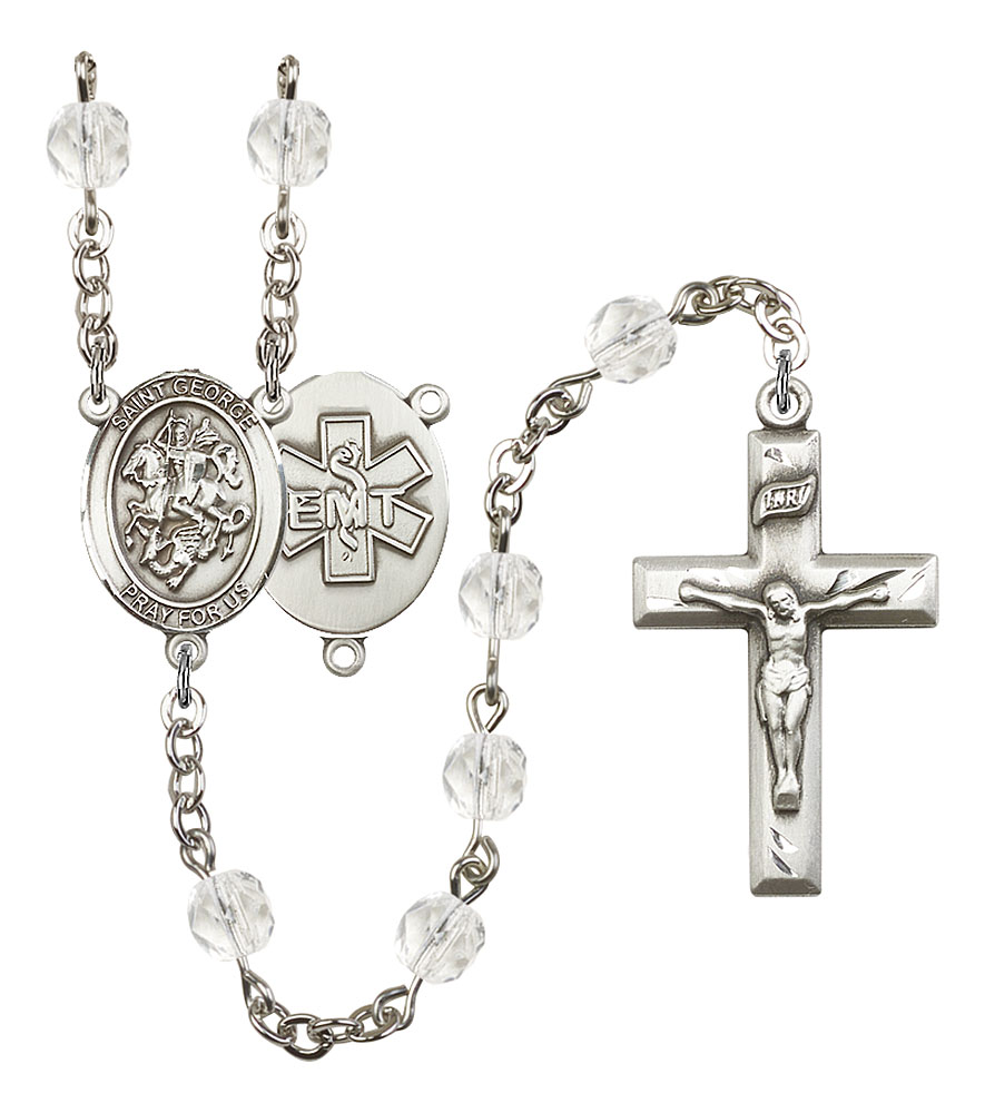Saint George and EMT Rosary with Crystal Beads