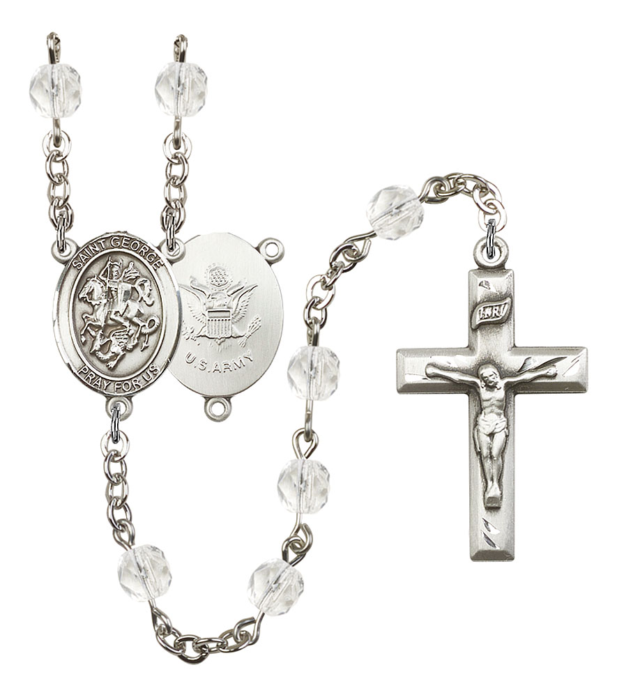 Saint George and Army Rosary with Crystal Beads