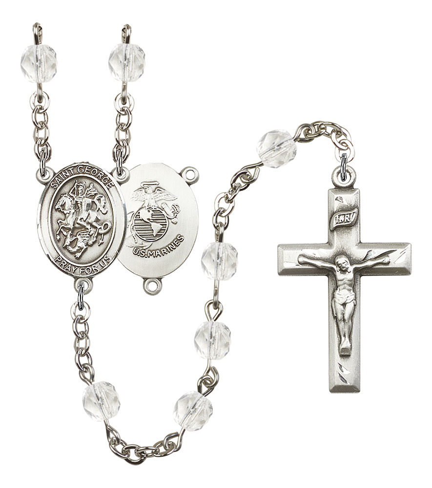 Saint George and Marines Rosary with Crystal Beads