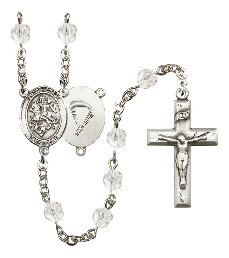 Saint George and Paratrooper Rosary with Crystal Beads