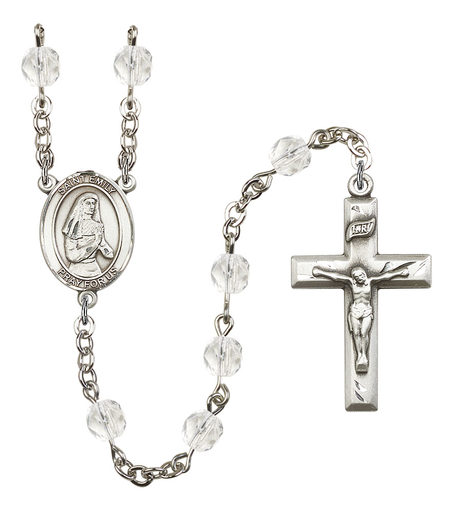 Saint Emily de Vialar Engravable Rosary with Crystal Beads