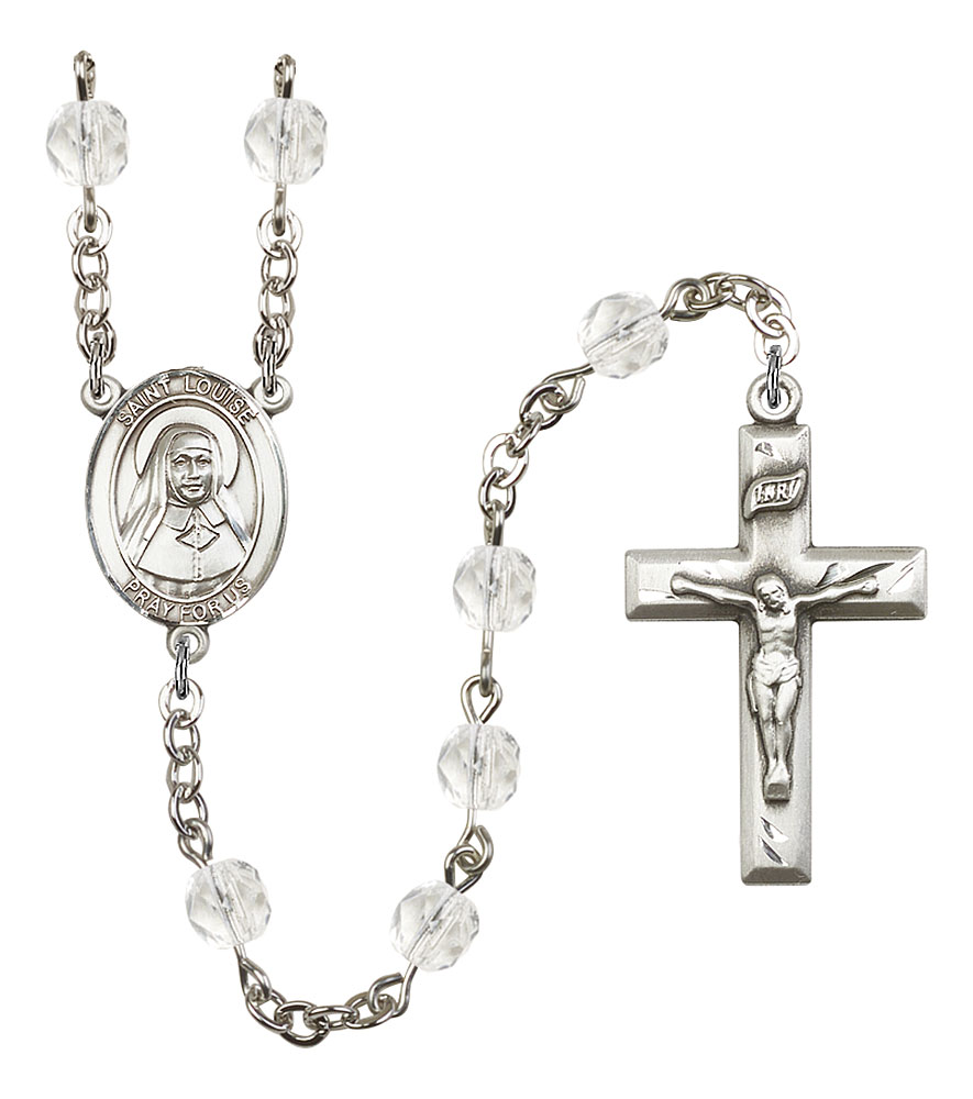 Saint Louise de Marillac Engravable Rosary with Crystal Beads