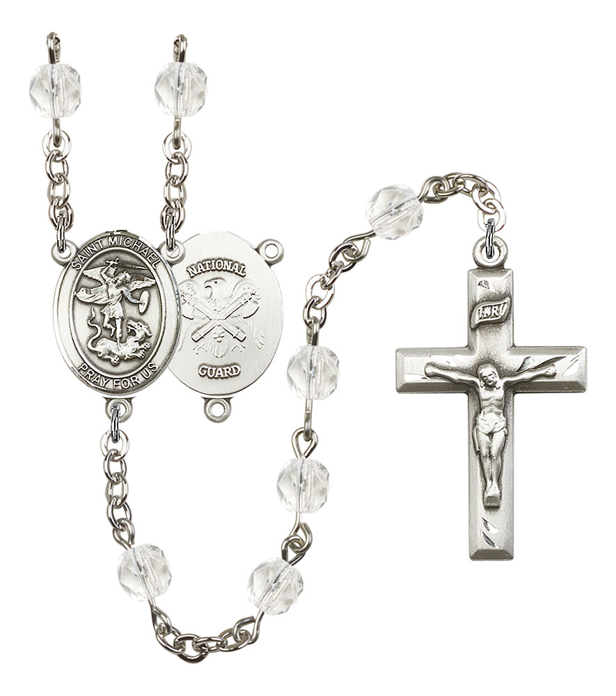 Saint Michael and Nat'l Guard Rosary with Crystal Beads