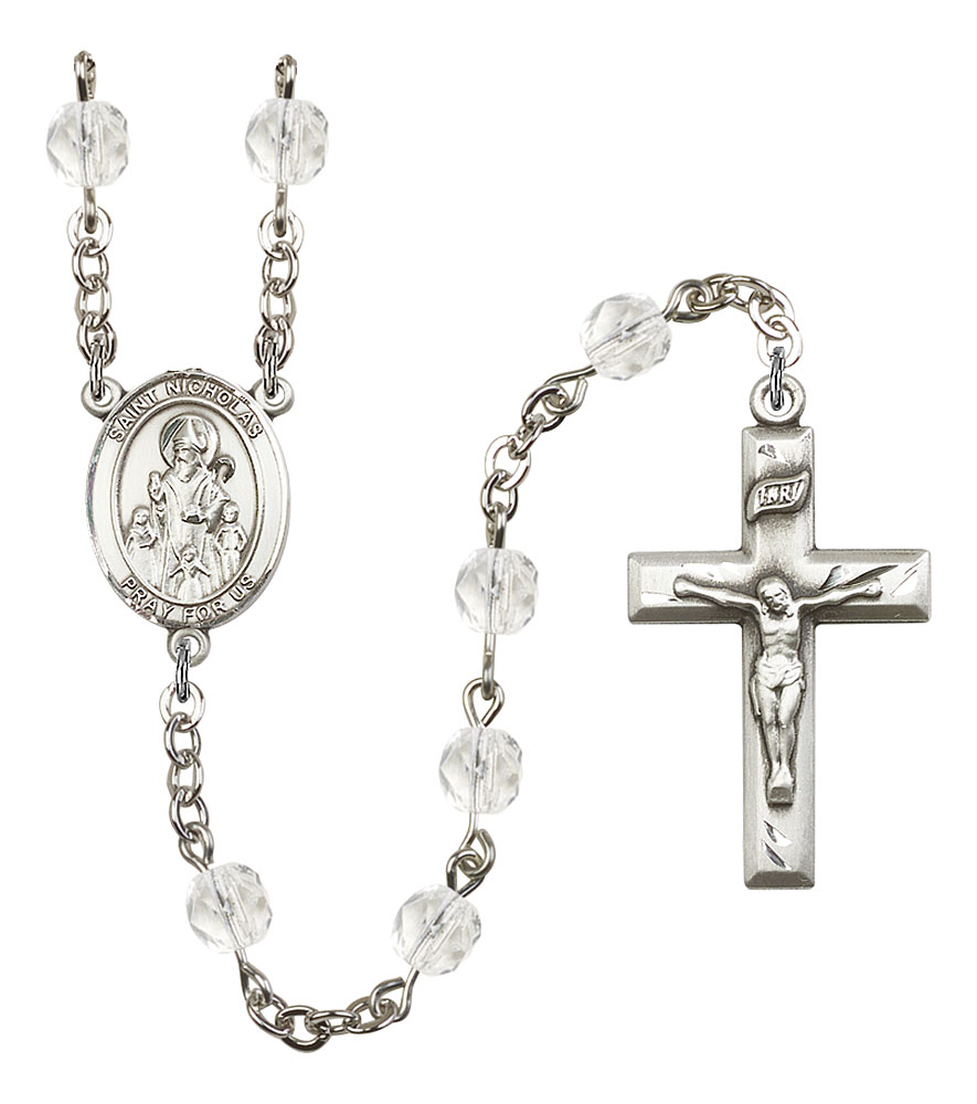 Saint Nicholas Engravable Rosary with Crystal Beads