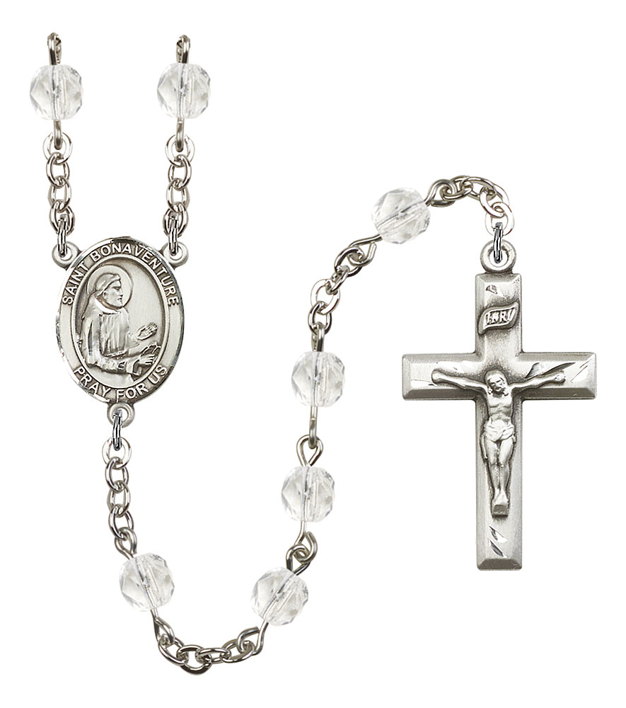 Saint Bonaventure Engravable Rosary with Crystal Beads