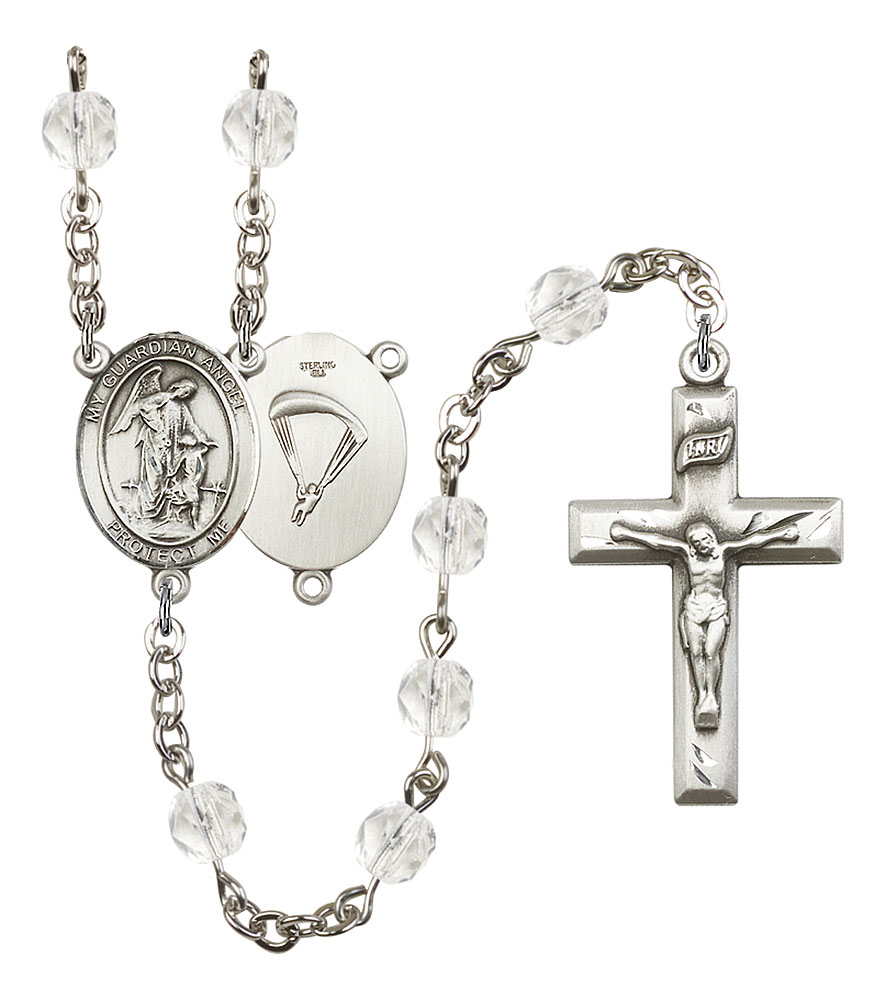 Guardian Angel and Paratrooper Rosary with Crystal Beads