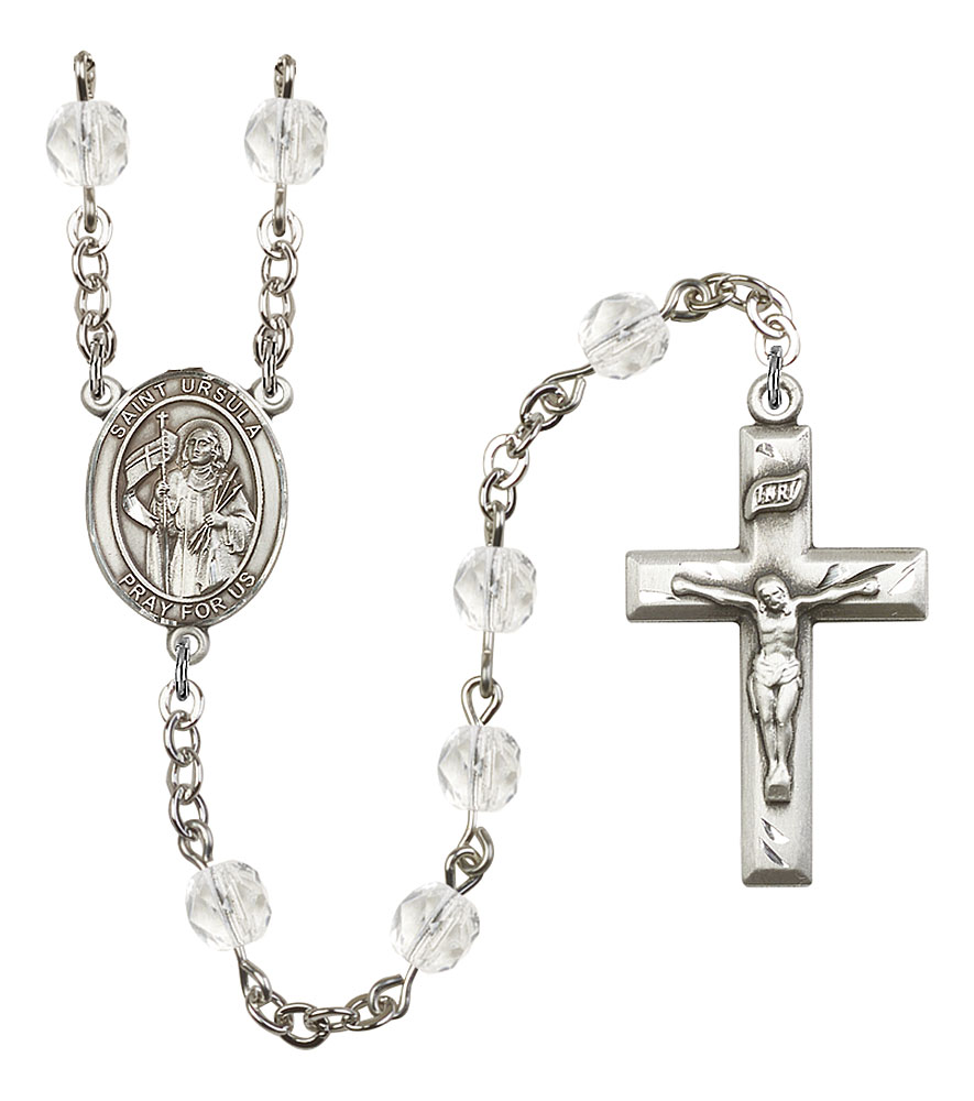 Saint Ursula Engravable Rosary with Crystal Beads