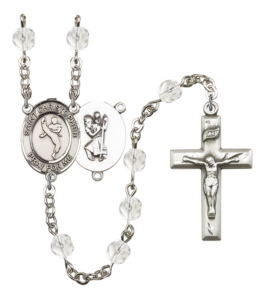 Saint Christopher and Martial Arts Rosary with Crystal Beads