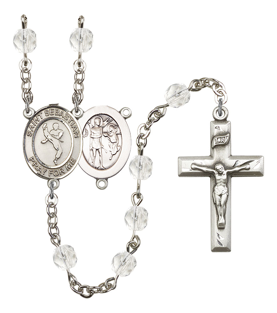Saint Sebastian and Martial Arts Rosary with Crystal Beads