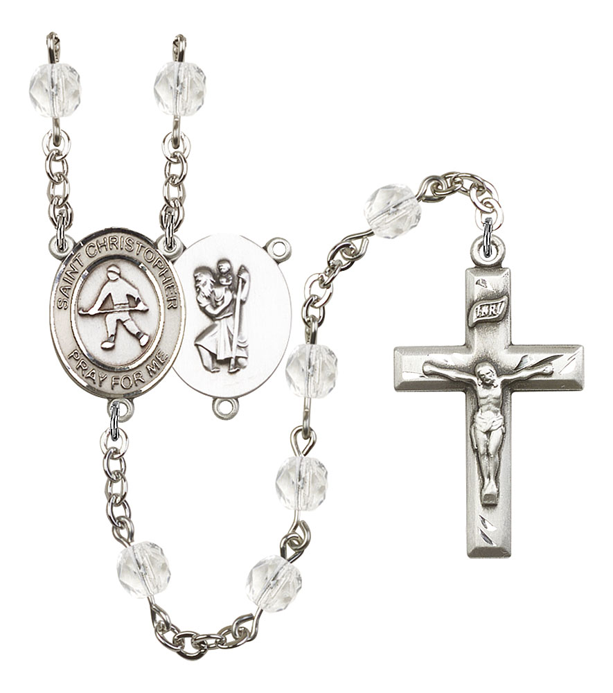 Saint Christopher and Field Hockey Rosary with Crystal Beads