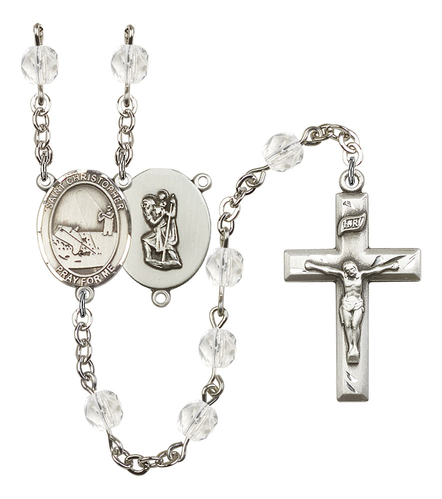 Saint Christopher and Fishing Rosary with Crystal Beads