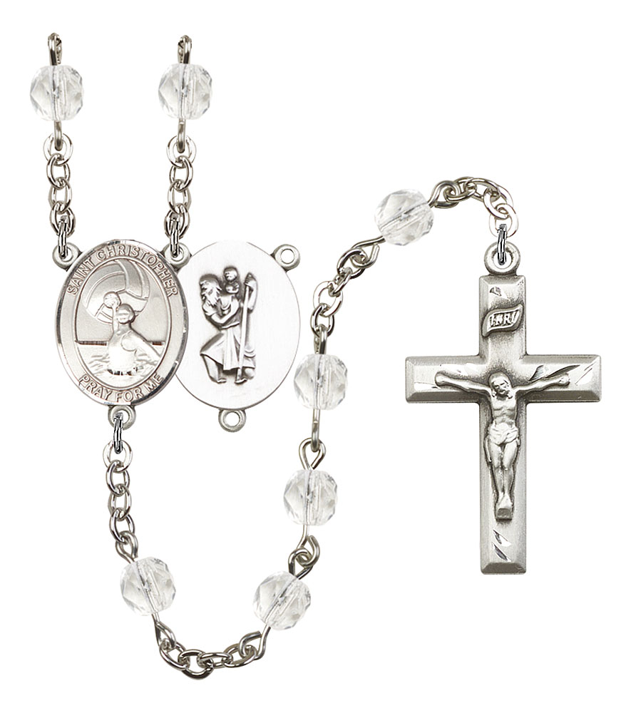 Saint CHRISTOPHER and Water Polo-Women Rosary with Crystal Beads