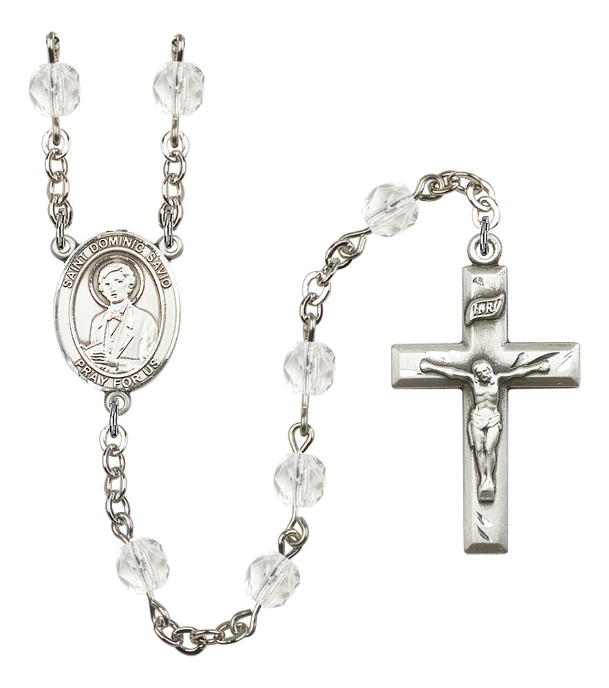 Saint Dominic Savio Engravable Rosary with Crystal Beads