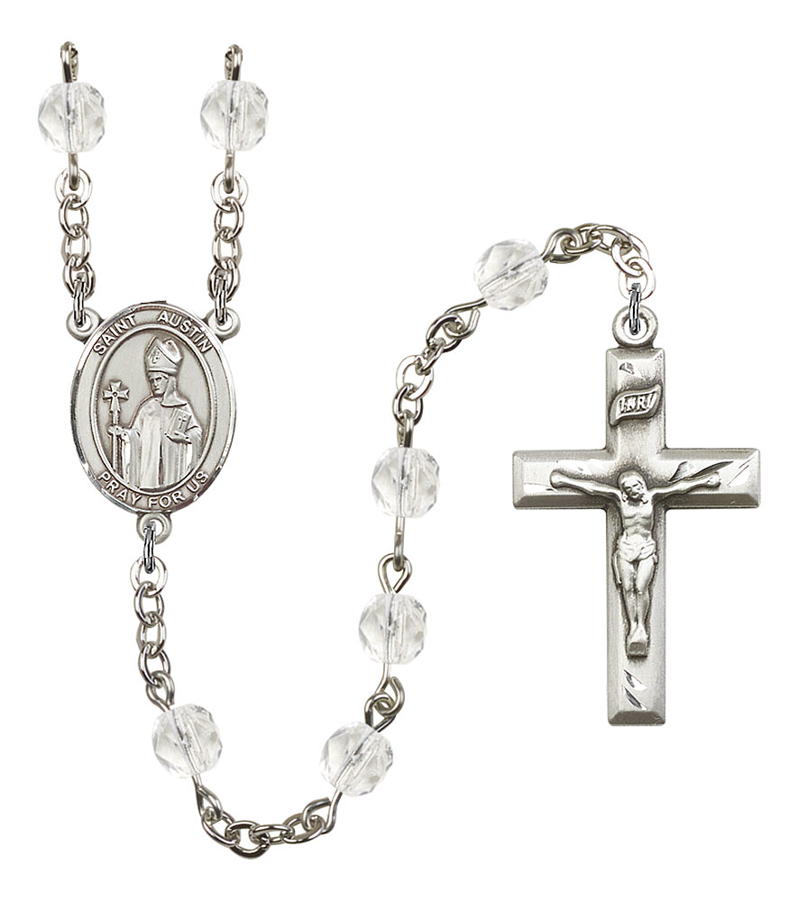 Saint Austin Engravable Rosary with Crystal Beads