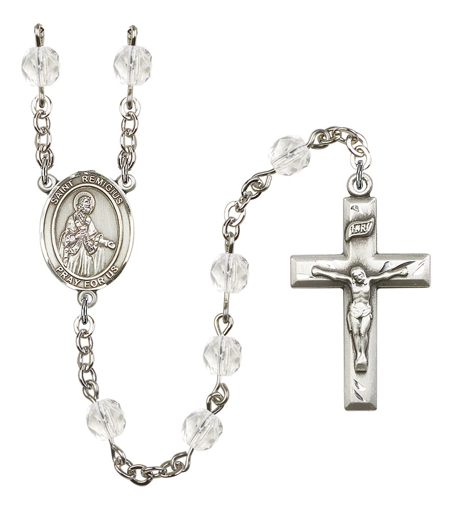 Saint Remigius of Reims Engravable Rosary with Crystal Beads