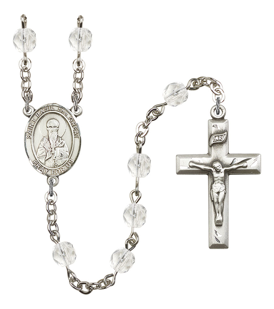 Saint Basil the Great Engravable Rosary with Crystal Beads