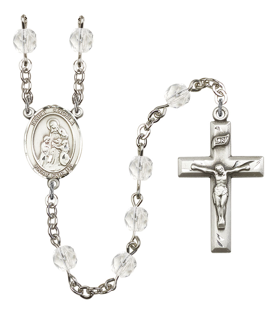 Saint Angela Merici Engravable Rosary with Crystal Beads