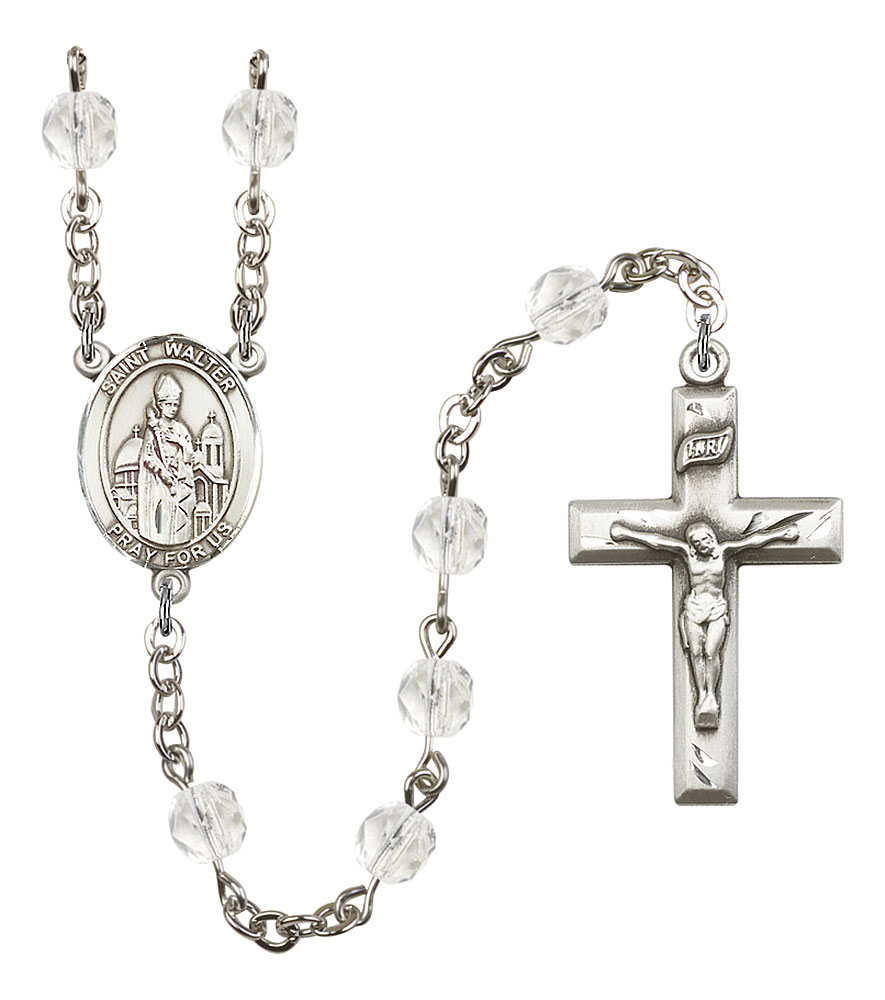 Saint Walter of Pontoise Engravable Rosary with Crystal Beads