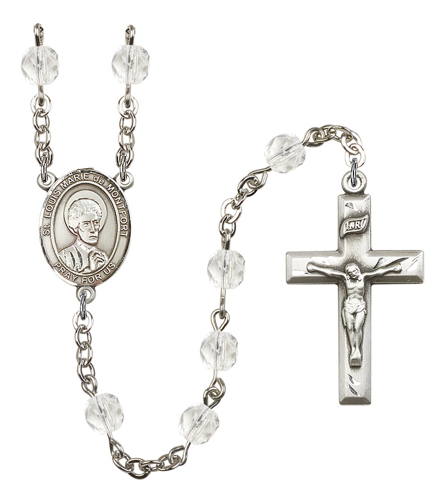 Saint Louis Marie de Montfort Engravable Rosary with Crystal Beads