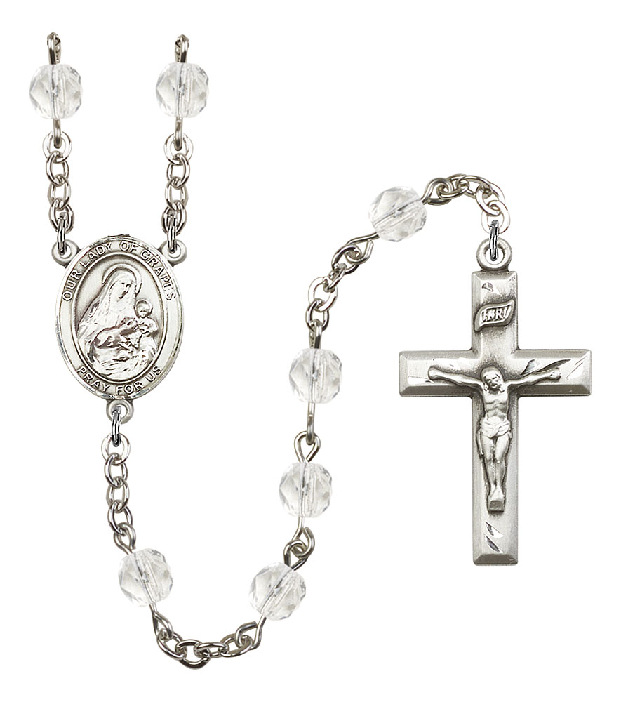 Our Lady of Grapes Engravable Rosary with Crystal Beads