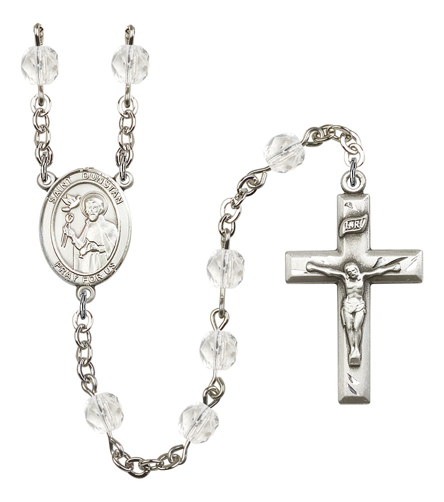 Saint Dunstan Engravable Rosary with Crystal Beads