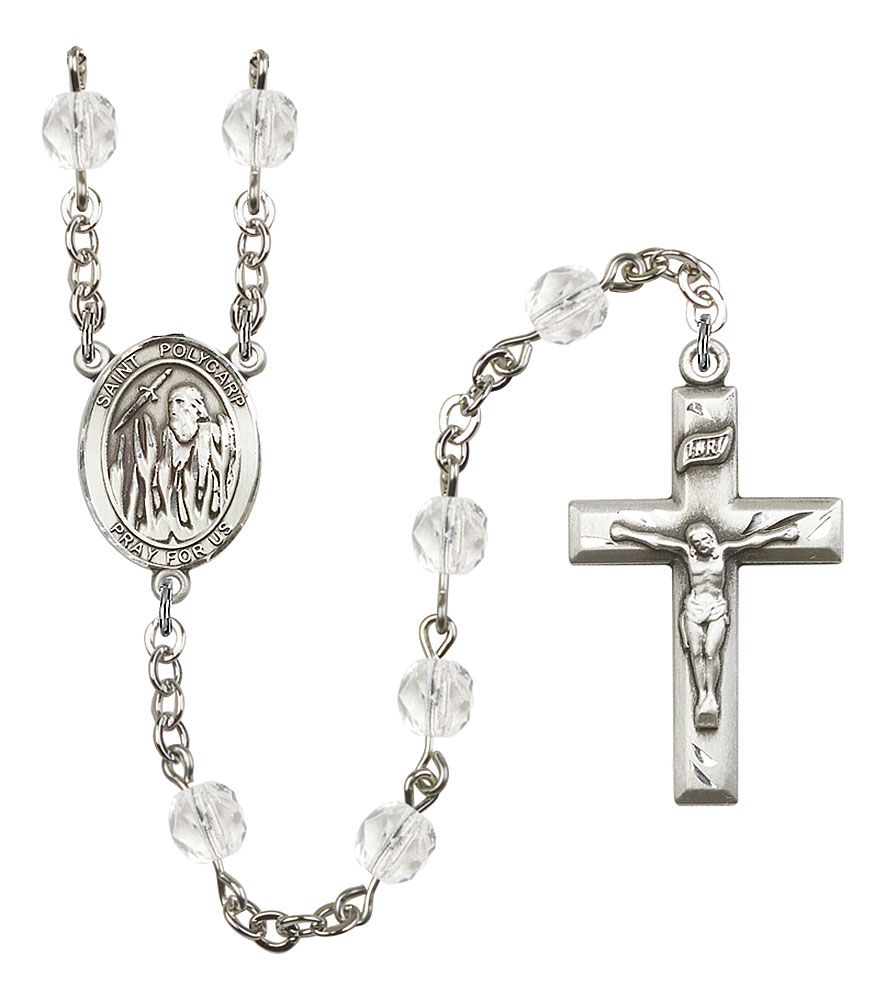 Saint Polycarp of Smyrna Engravable Rosary with Crystal Beads