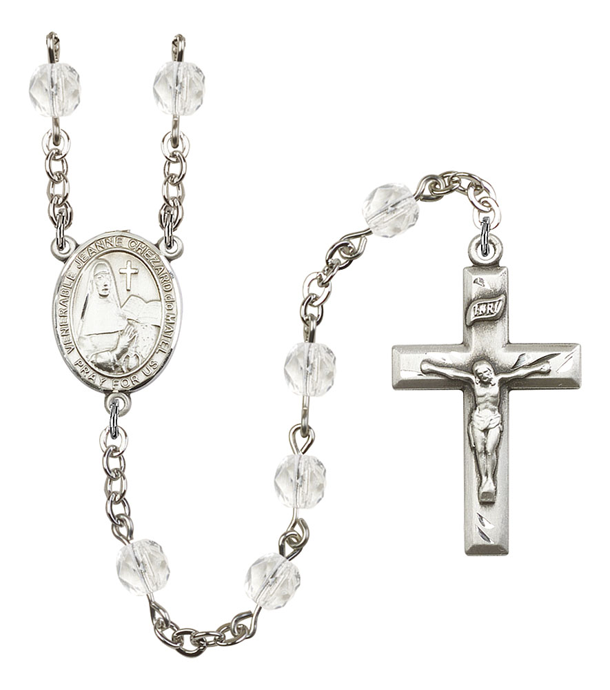 Saint Jeanne Chezard de Matel Engravable Rosary with Crystal Beads