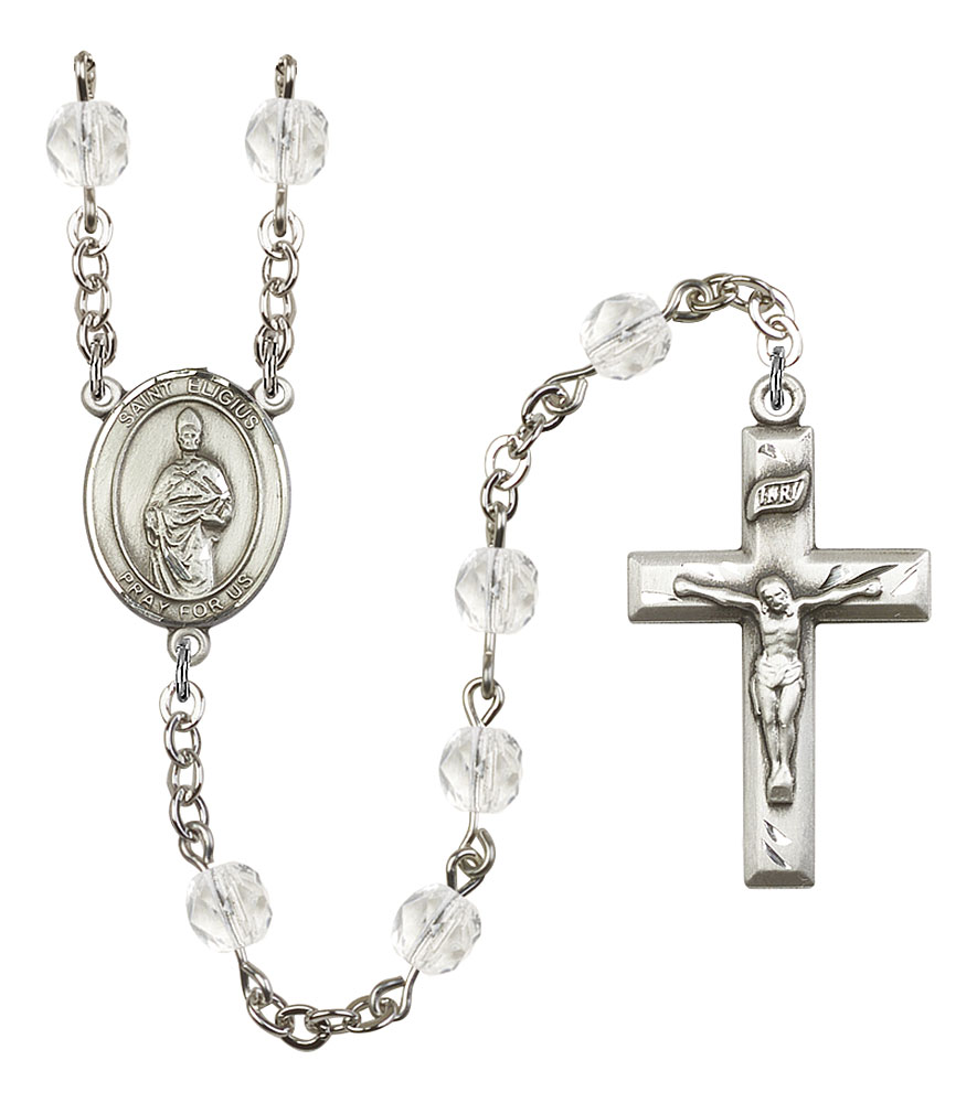 Saint Eligius Engravable Rosary with Crystal Beads