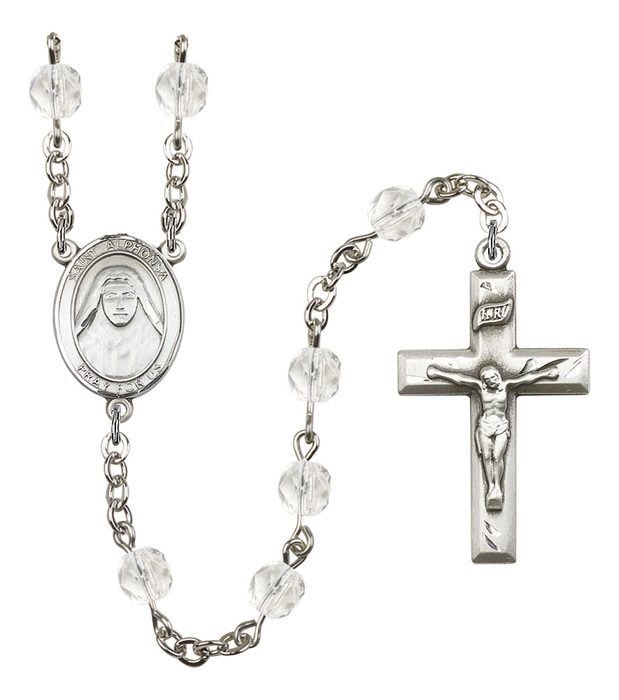 Saint Alphonsa of India Engravable Rosary with Crystal Beads