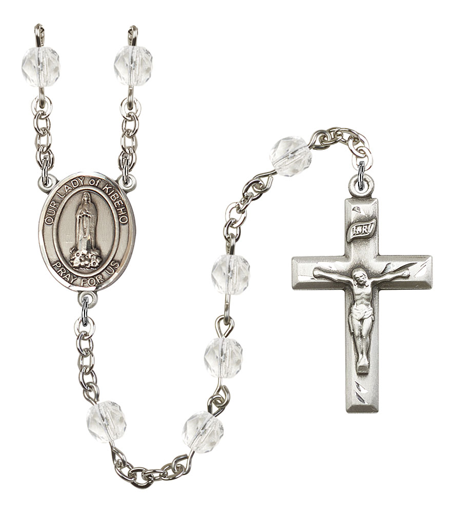 Our Lady of Kibeho Engravable Rosary with Crystal Beads