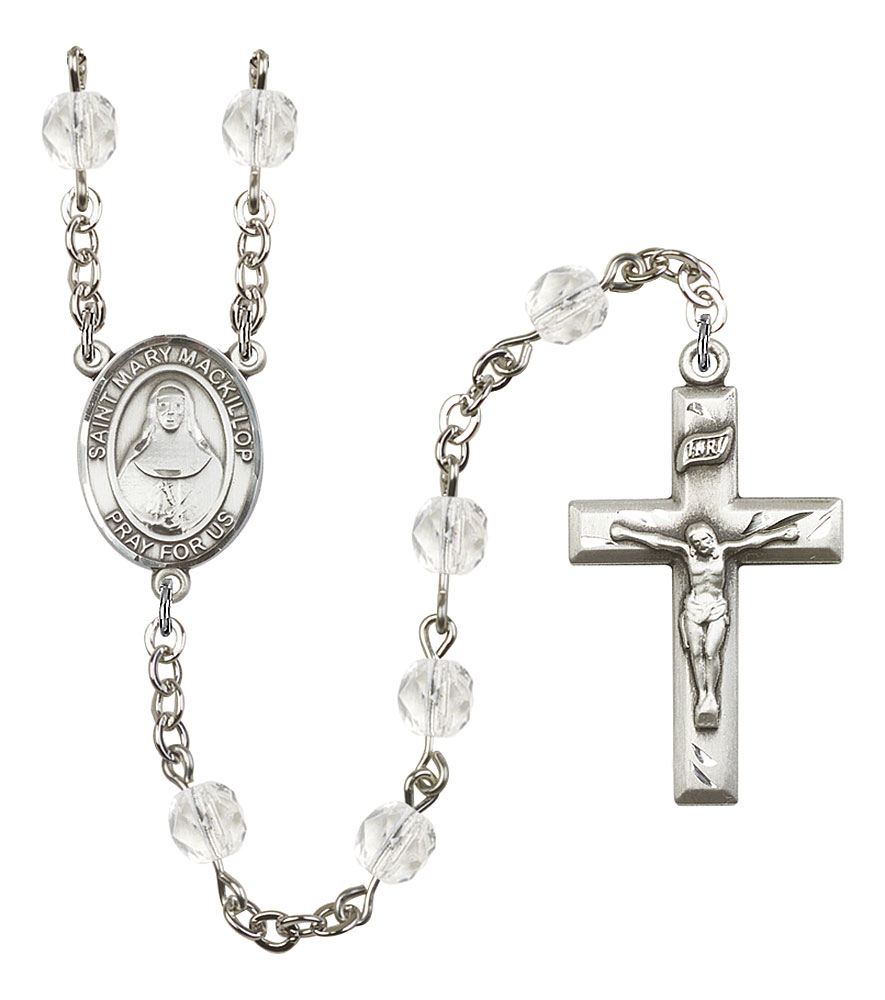 Saint Mary Mackillop Engravable Rosary with Crystal Beads