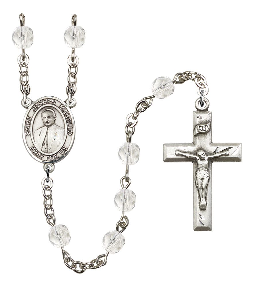 Saint Joseph Marello Engravable Rosary with Crystal Beads