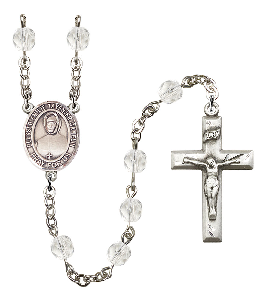 Blessed Emilie Tavernier Gamelin Engravable Rosary with Crystal Beads