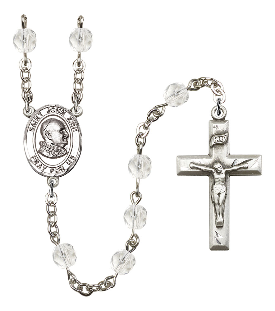 Saint John XXIII Engravable Rosary with Crystal Beads