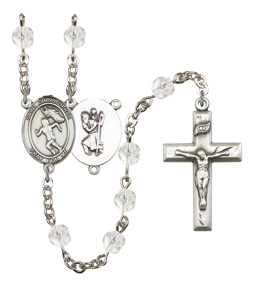 Saint Christopher and Track&Field Rosary with Crystal Beads