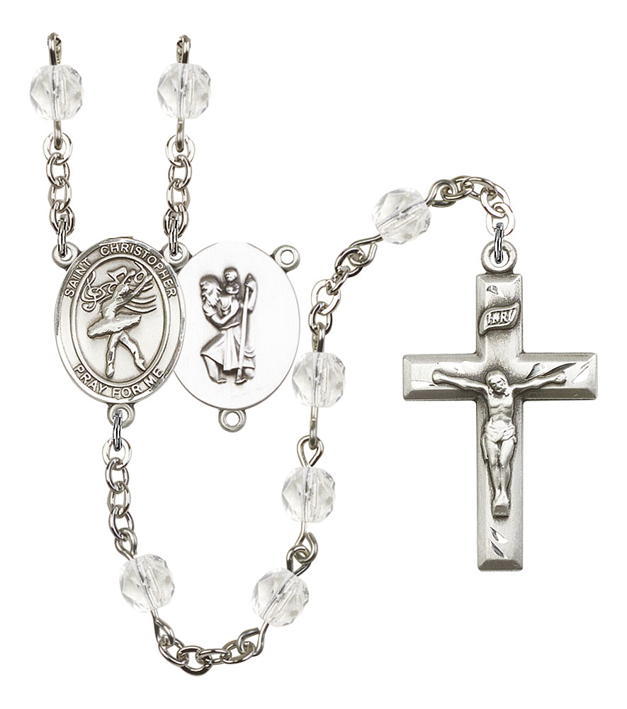 Saint Christopher and Dance Rosary with Crystal Beads