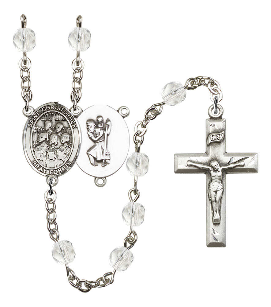Saint Christopher and Choir Rosary with Crystal Beads