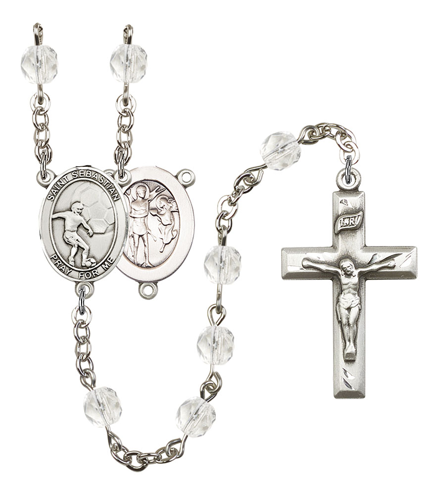 Saint Sebastian and Soccer Rosary with Crystal Beads