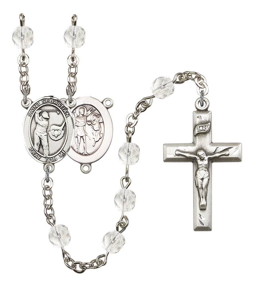 Saint Sebastian and Golf Rosary with Crystal Beads