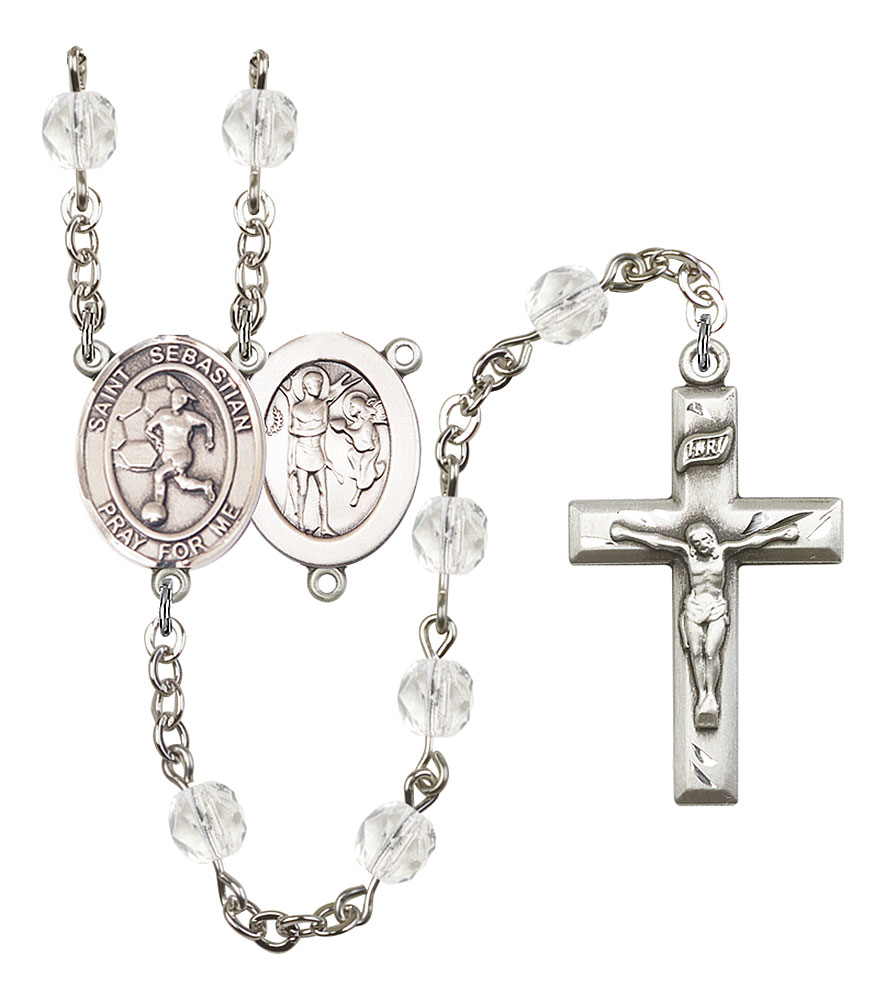 Saint Sebastian and Women's Soccer Rosary with Crystal Beads