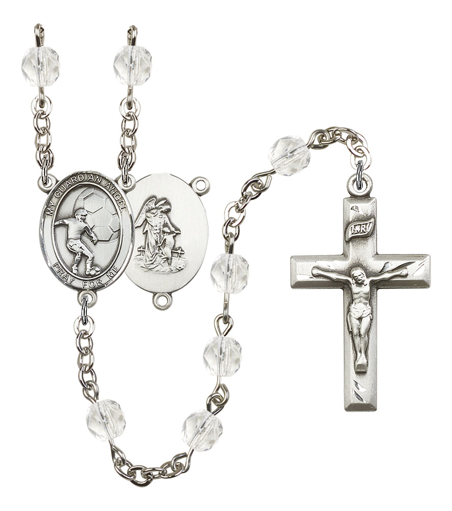 Guardian Angel and Soccer Rosary with Crystal Beads