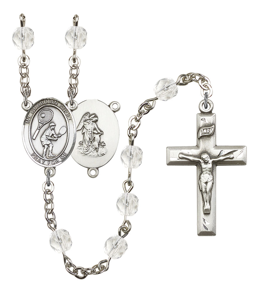 Guardian Angel and Tennis Rosary with Crystal Beads