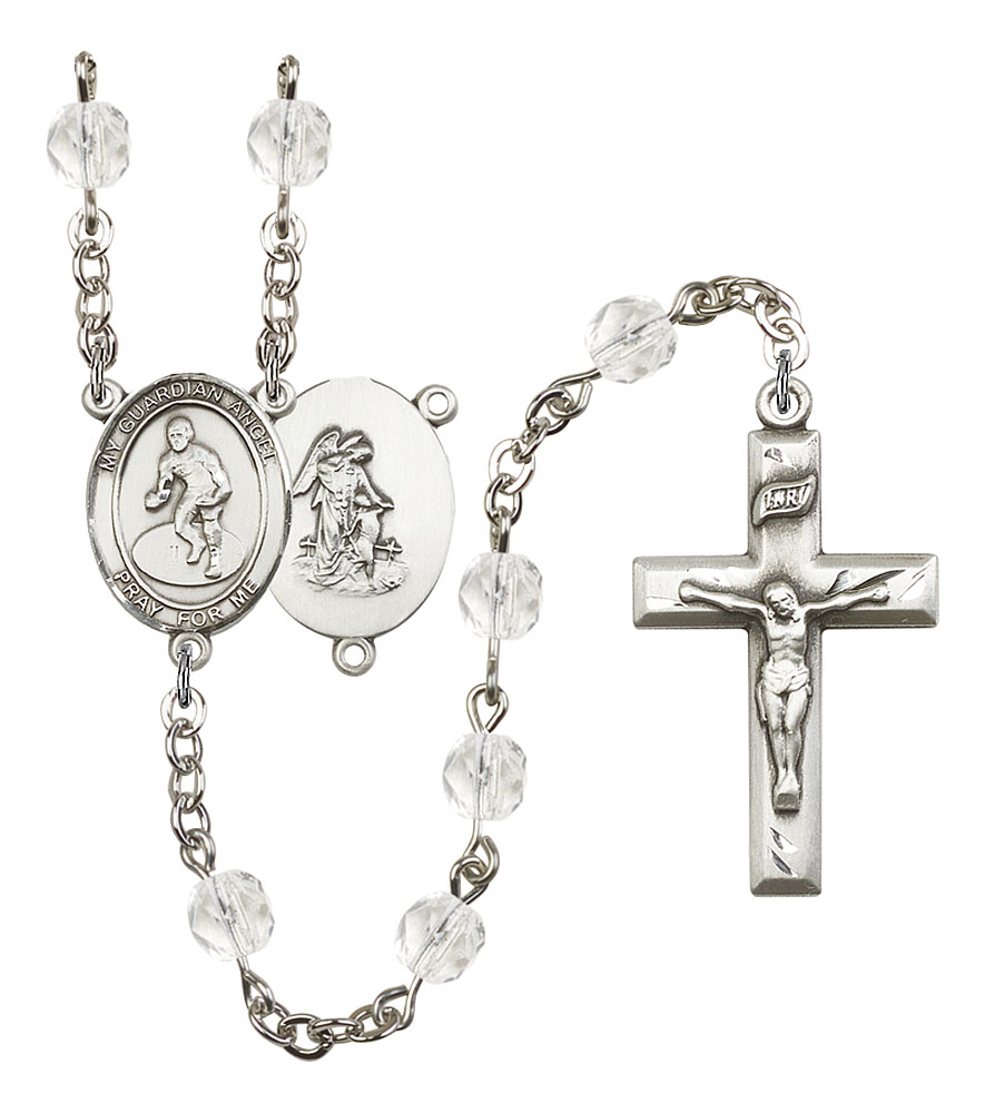 Guardian Angel and Wrestling Rosary with Crystal Beads