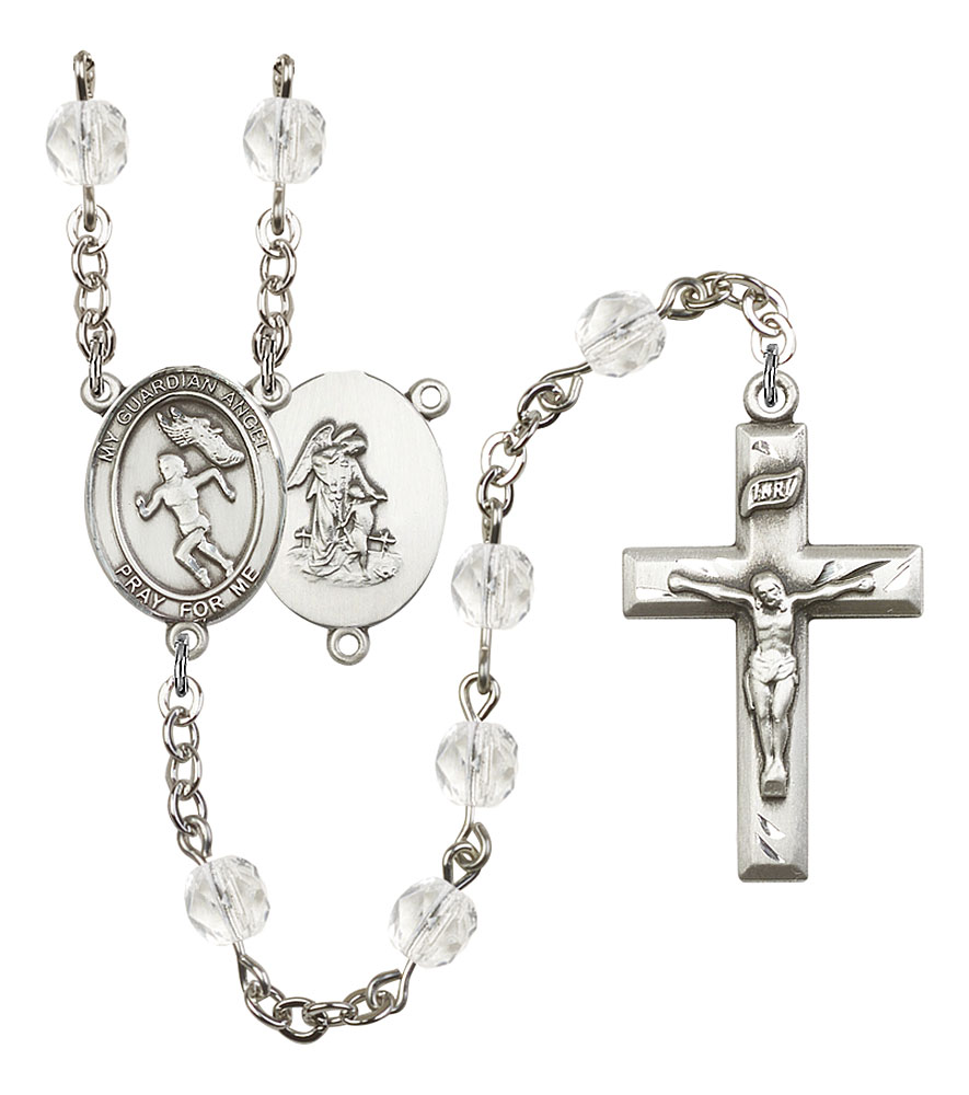 Guardian Angel and Track&Field Rosary with Crystal Beads