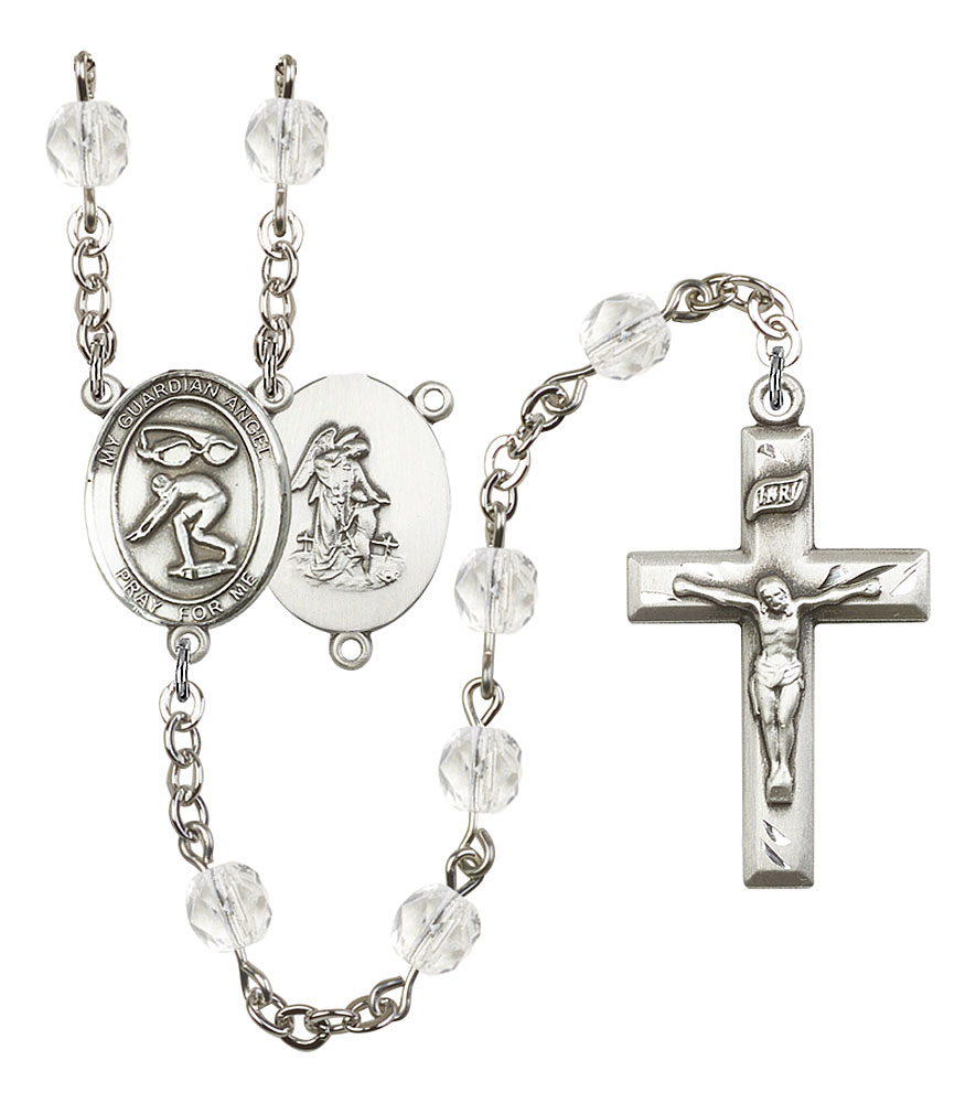 Guardian Angel and Swimming Rosary with Crystal Beads