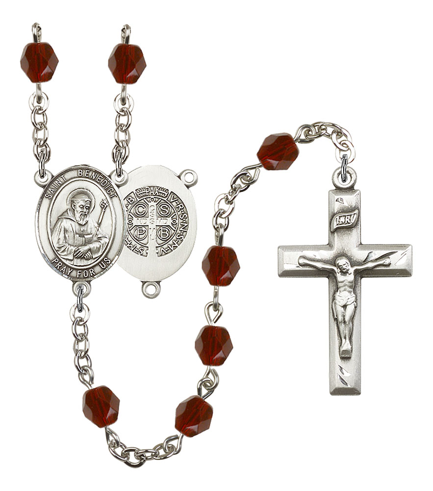 Saint Benedict Rosary with Garnet Beads