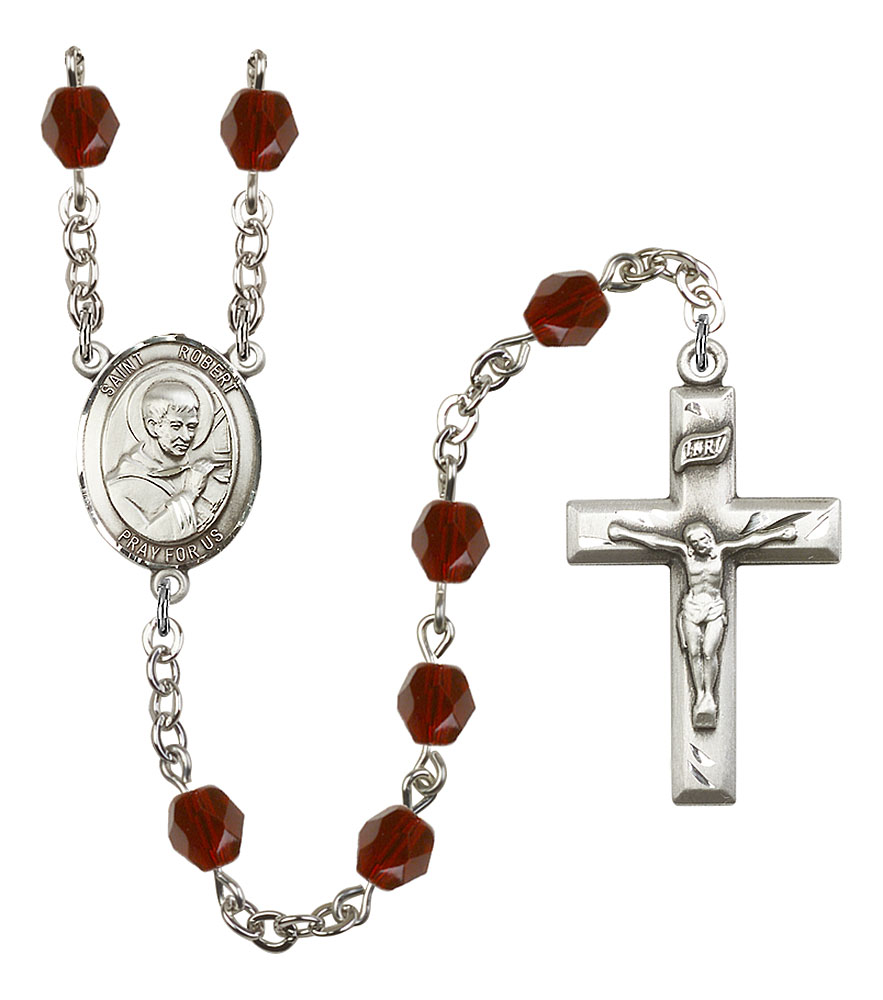 Saint Robert Bellarmine Engravable Rosary with Garnet Beads